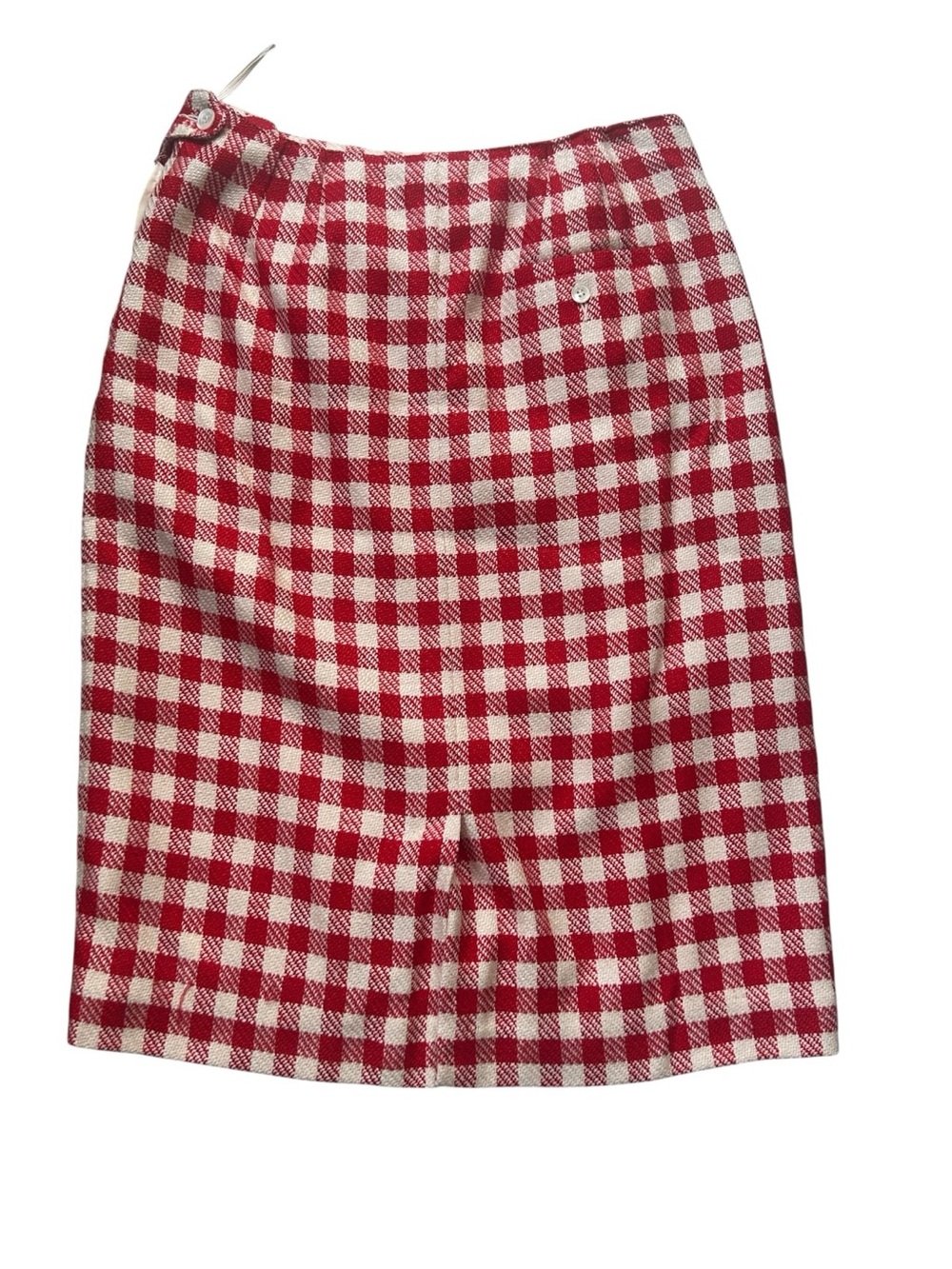 VTG 1980s Liz Claiborne Gingham Skirt Sz 10 Red White Checked Rayon Silk Lined - Picture 2 of 11